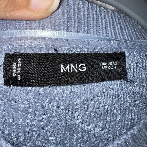 Mng Mango Textured Knit Cardigan Sweater Womens Small Blue Preppy Office Light - Picture 5 of 6